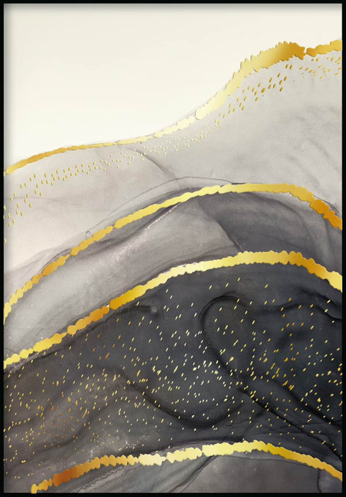 Poster in vero oro medio con agata nera
